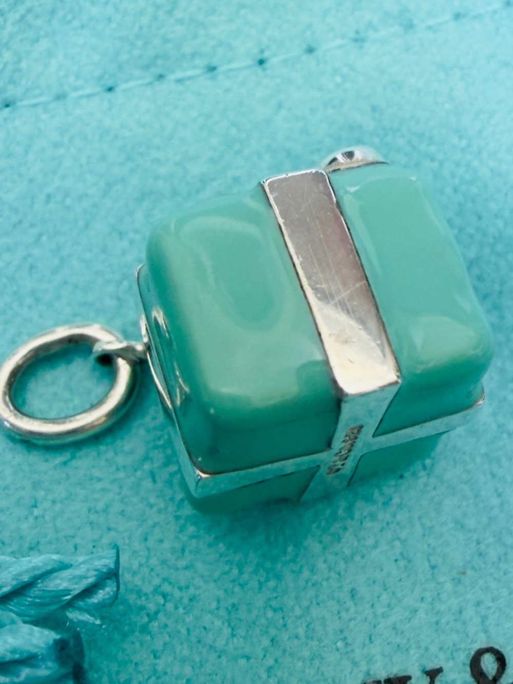 Tiffany & Co Silver Blue Enamel Gift Box Charm Bracelet or Pendant Present - Picture 5 of 6